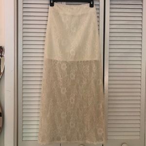 White, lace detail, maxi skirt